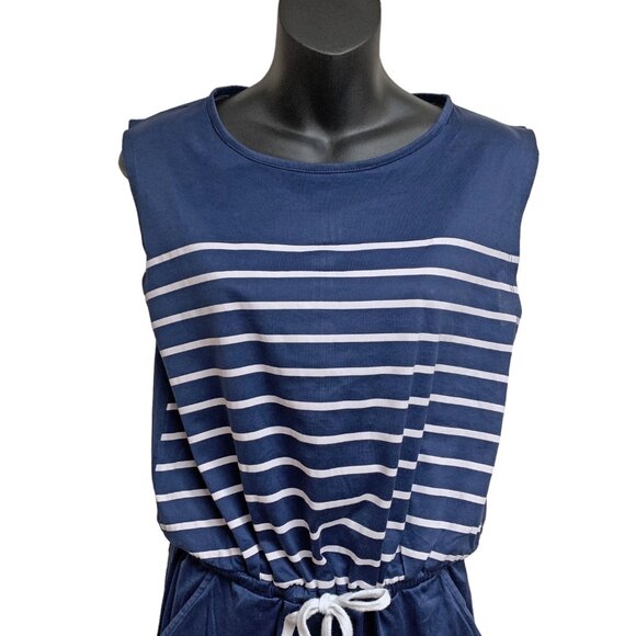 Zoe Karssen Navy Blue Striped Drawstring Jogger Jumpsuit - Picture 3 of 10